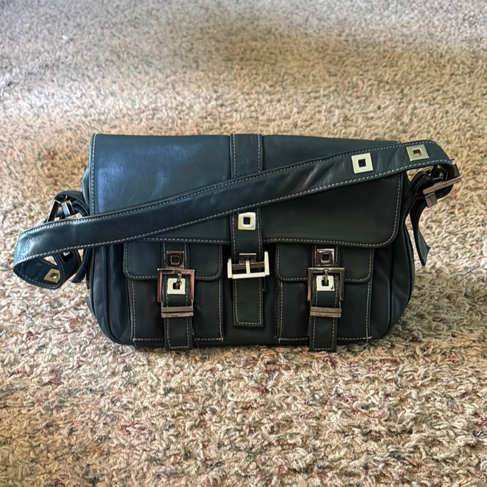 Perlina Blue Messenger Bag with Adjustable Strap